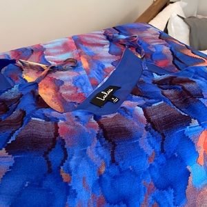 Lulus Colorful Sheer with dark blue underlay spring/summer maxi dress